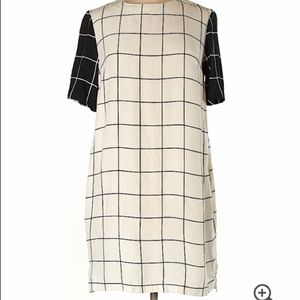 Topshop color block window pane print dress